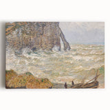 Impressionist Seascape - Monet's Stormy Sea in Étretat, Framed Print