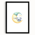 Kids Room Art Prints - Sleeping Moon & Koala Nighttime Wall Art