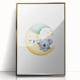 Kids Room Art Prints - Sleeping Moon & Koala Nighttime Wall Art