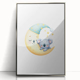 Kids Room Art Prints - Sleeping Moon & Koala Nighttime Wall Art