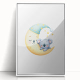 Kids Room Art Prints - Sleeping Moon & Koala Nighttime Wall Art