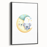 Kids Room Art Prints - Sleeping Moon & Koala Nighttime Wall Art