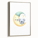 Kids Room Art Prints - Sleeping Moon & Koala Nighttime Wall Art