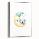 Kids Room Art Prints - Sleeping Moon & Koala Nighttime Wall Art