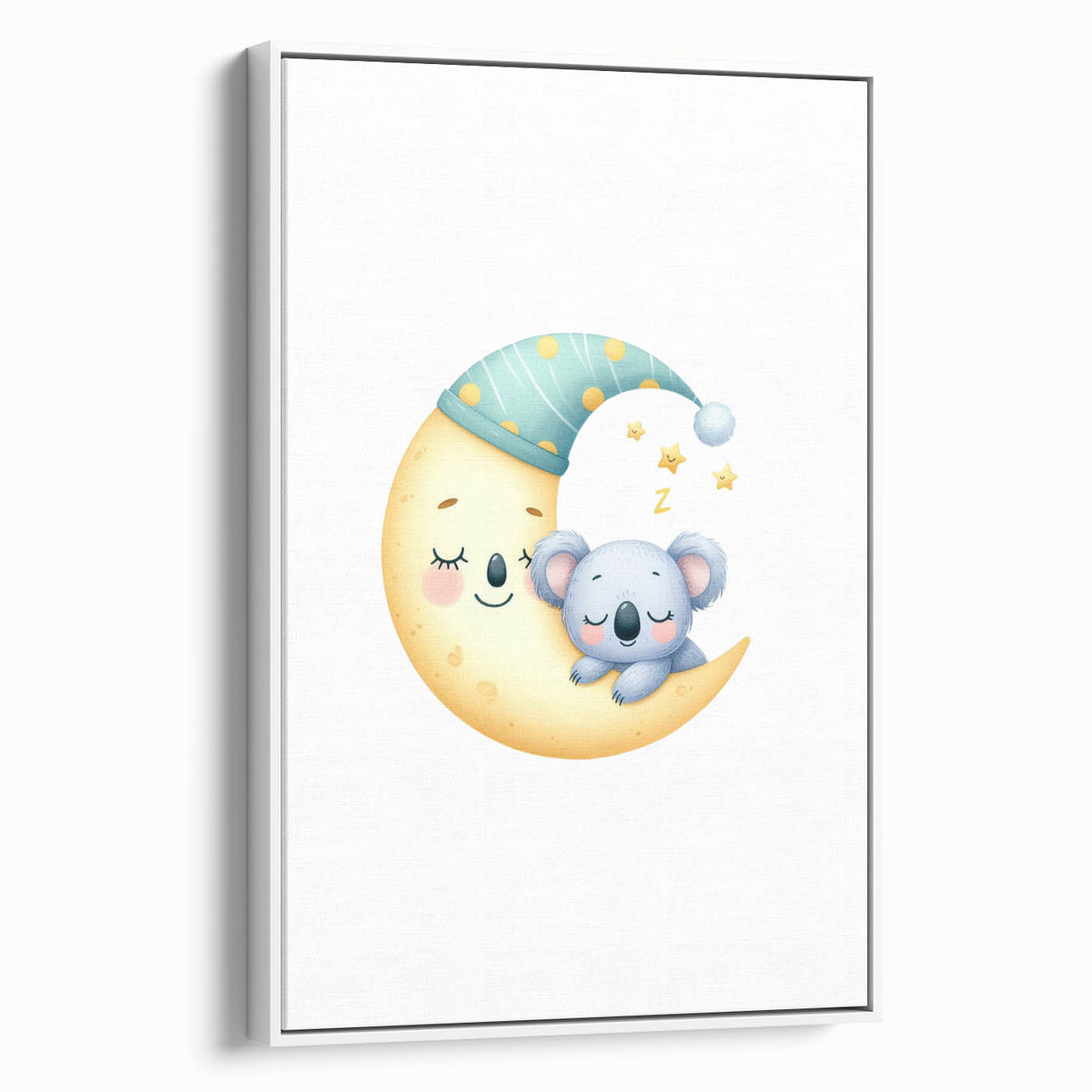Kids Room Art Prints - Sleeping Moon & Koala Nighttime Wall Art