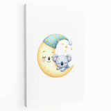 Kids Room Art Prints - Sleeping Moon & Koala Nighttime Wall Art