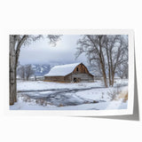 Landscape barn print rolled in a protective tube, showcasing a rustic charm with vibrant colors and intricate details. Perfect for home decor enthusiasts and art lovers.