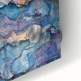 Close-up of a vibrant acrylic landscape featuring colorful canyons with intricate glass textures, ideal for home decor and art enthusiasts seeking unique wall art.