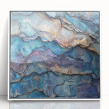 Framed acrylic artwork showcasing a stunning landscape of canyons with vibrant colors, ideal for modern home decor. Perfect for enhancing living spaces with natural beauty.