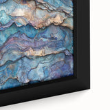Close-up of a framed canvas showcasing a vibrant landscape of canyons, featuring rich colors and intricate details that highlight the natural beauty of the scene, perfect for home decor.