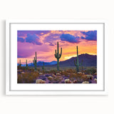 Desert landscape framed art print with a white mat, showcasing warm earthy tones and detailed textures, ideal for enhancing modern home decor.
