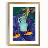 Modern Wall Art with Green Vase and Tulips - Abstract Contemporary Art Print