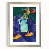 Modern Wall Art with Green Vase and Tulips - Abstract Contemporary Art Print