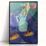 Modern Wall Art with Green Vase and Tulips - Abstract Contemporary Art Print