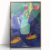 Modern Wall Art with Green Vase and Tulips - Abstract Contemporary Art Print