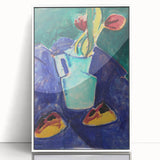 Modern Wall Art with Green Vase and Tulips - Abstract Contemporary Art Print