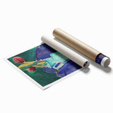 Modern Wall Art with Green Vase and Tulips - Abstract Contemporary Art Print