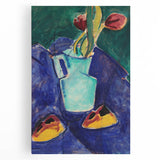 Modern Wall Art with Green Vase and Tulips - Abstract Contemporary Art Print