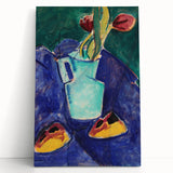 Modern Wall Art with Green Vase and Tulips - Abstract Contemporary Art Print