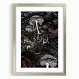 Textured abstract art print in neutral tones on a framed canvas, ideal for bedroom wall decor.