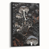 Black and white landscape art painting on framed canvas, featuring a vintage poster style, ideal for bedroom decor.