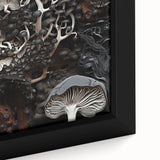 Extra large black wall art featuring a close-up of natural elements in a colorful, textured style on framed canvas.