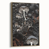 Framed canvas featuring a black and gold landscape painting in a vintage style, ideal for bedroom wall decor.