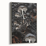 Framed canvas of a vintage-style landscape painting featuring colorful elements and silver frame.