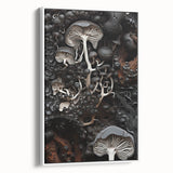 Vintage poster art featuring colorful natural elements on a large framed canvas, ideal for living room decor.