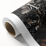 Art Deco style poster featuring geometric shapes in muted gold and teal, printed on rolled canvas.