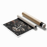 Extra large rolled print featuring close-up floral elements in natural hues, ideal for classy bathroom wall art.