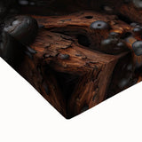 Large art of a black and white landscape painting on stretched canvas, featuring detailed natural elements.