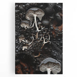 Large black and white photo of close-up natural elements on stretched canvas, ideal for kitchen wall art.