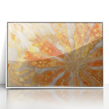 Art deco poster of nature elements in muted greens and browns, framed acrylic, ideal for nursery wall art.