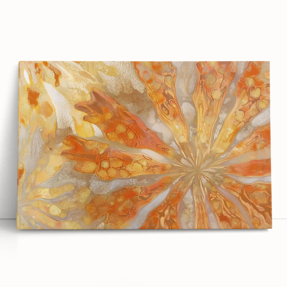 Black and white close-up photo of leaves on a stretched canvas, ideal for kitchen wall art.