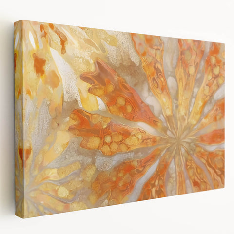 Close-up of nature elements on a large stretched canvas, featuring detailed green foliage, ideal for kitchen wall art.