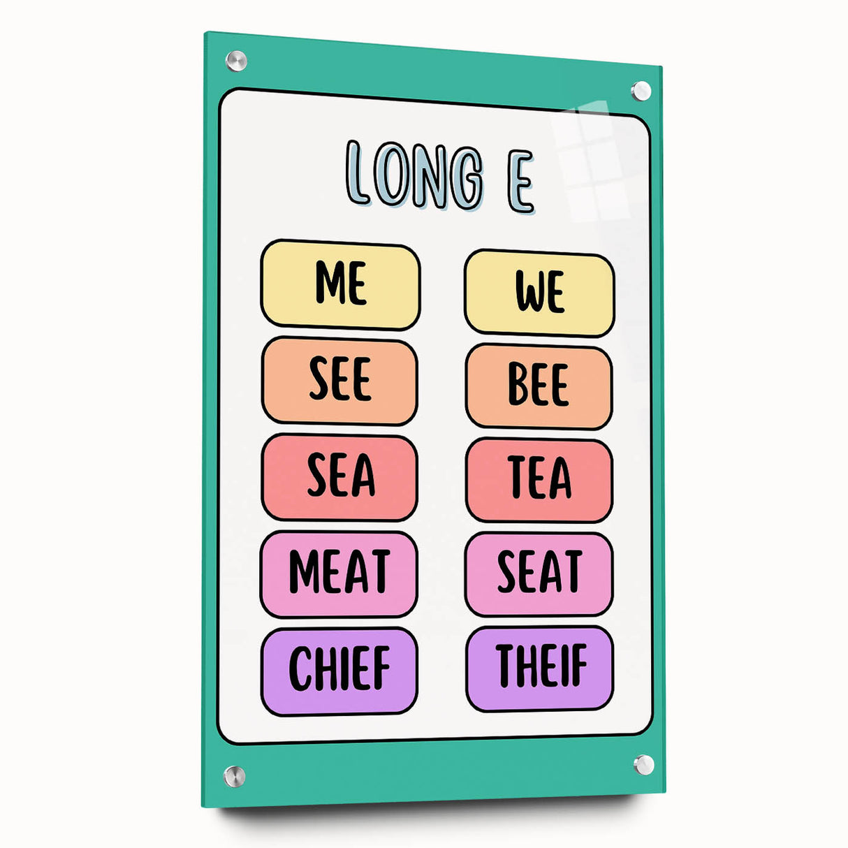 Children’s Learning Art Print – Long E Phonics Poster for Kids