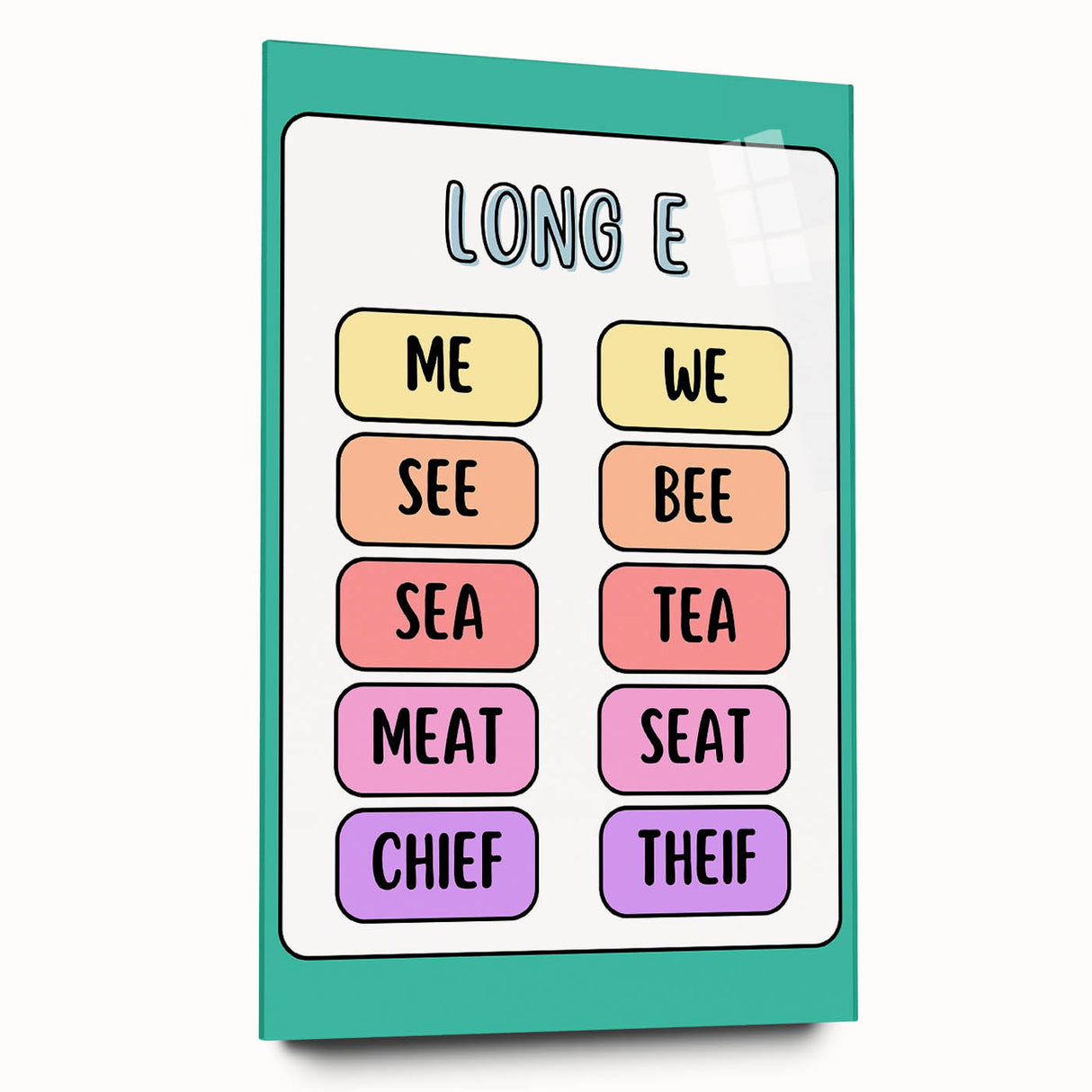 Children’s Learning Art Print – Long E Phonics Poster for Kids