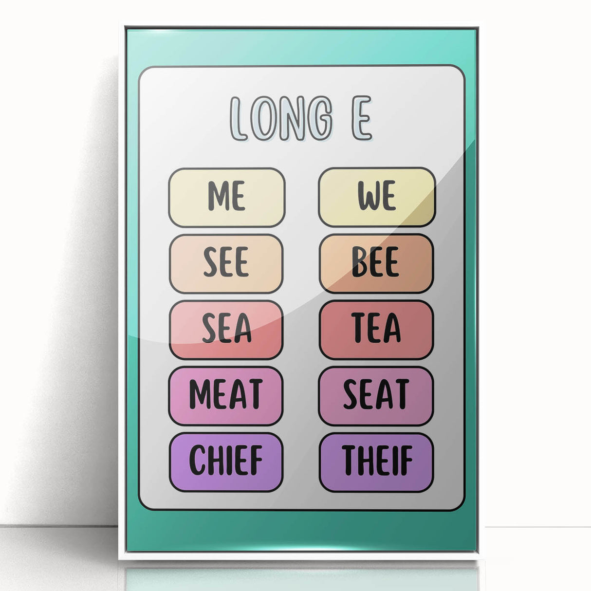 Children’s Learning Art Print – Long E Phonics Poster for Kids