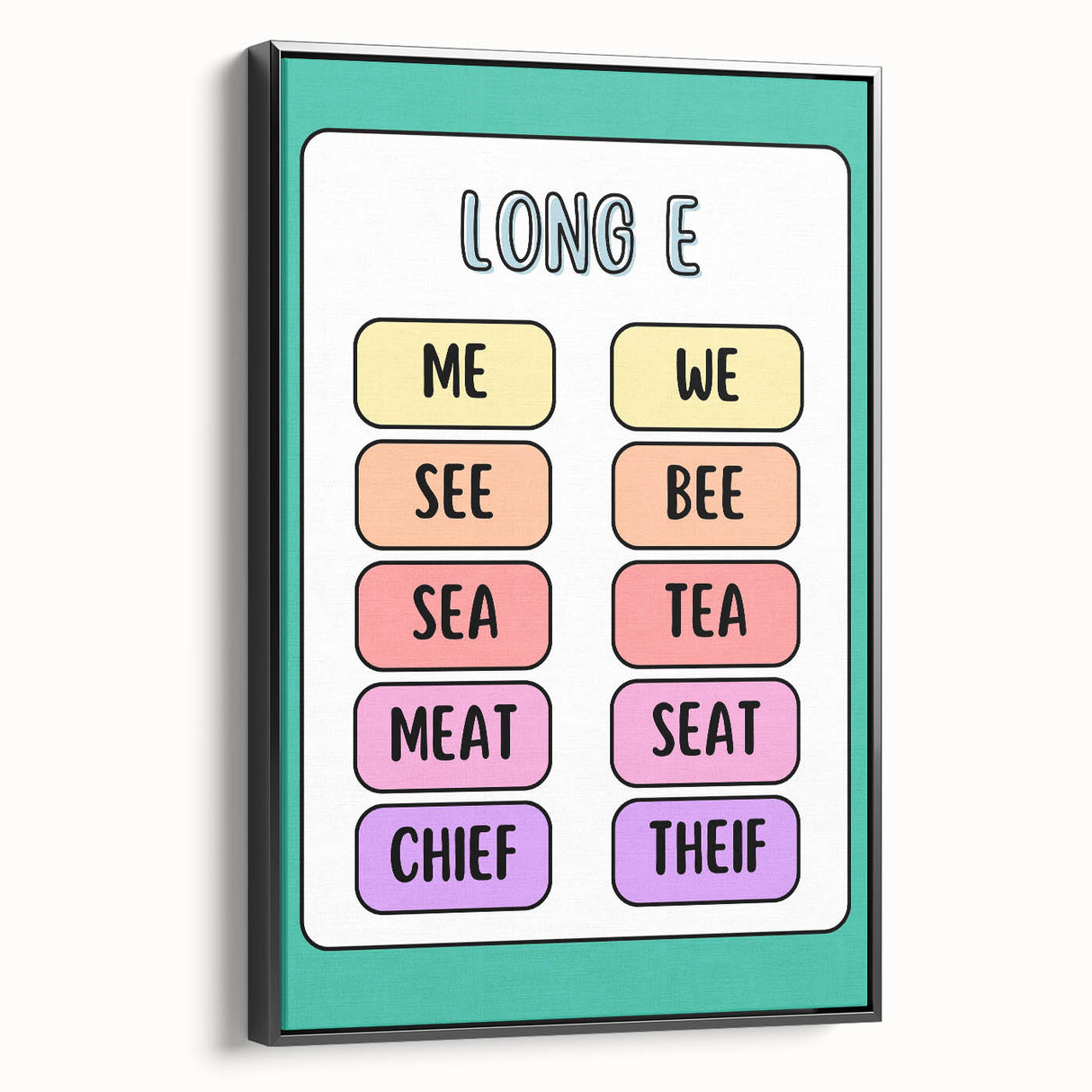 Children’s Learning Art Print – Long E Phonics Poster for Kids