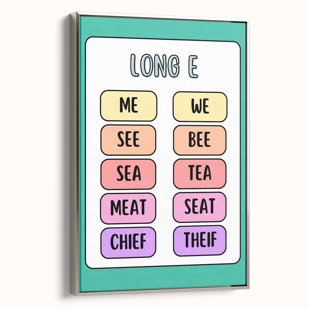 Children’s Learning Art Print – Long E Phonics Poster for Kids