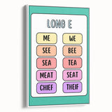 Children’s Learning Art Print – Long E Phonics Poster for Kids