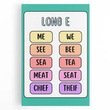 Children’s Learning Art Print – Long E Phonics Poster for Kids