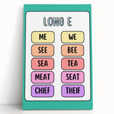 Children’s Learning Art Print – Long E Phonics Poster for Kids