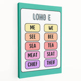 Children’s Learning Art Print – Long E Phonics Poster for Kids