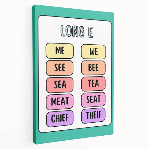 Children’s Learning Art Print – Long E Phonics Poster for Kids