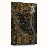 Large abstract wall art featuring swirling autumnal hues on acrylic glass, ideal for bedroom or dining room decor.