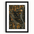 Extra large abstract art print featuring textured, colorful autumn-themed imagery on a black framed canvas.