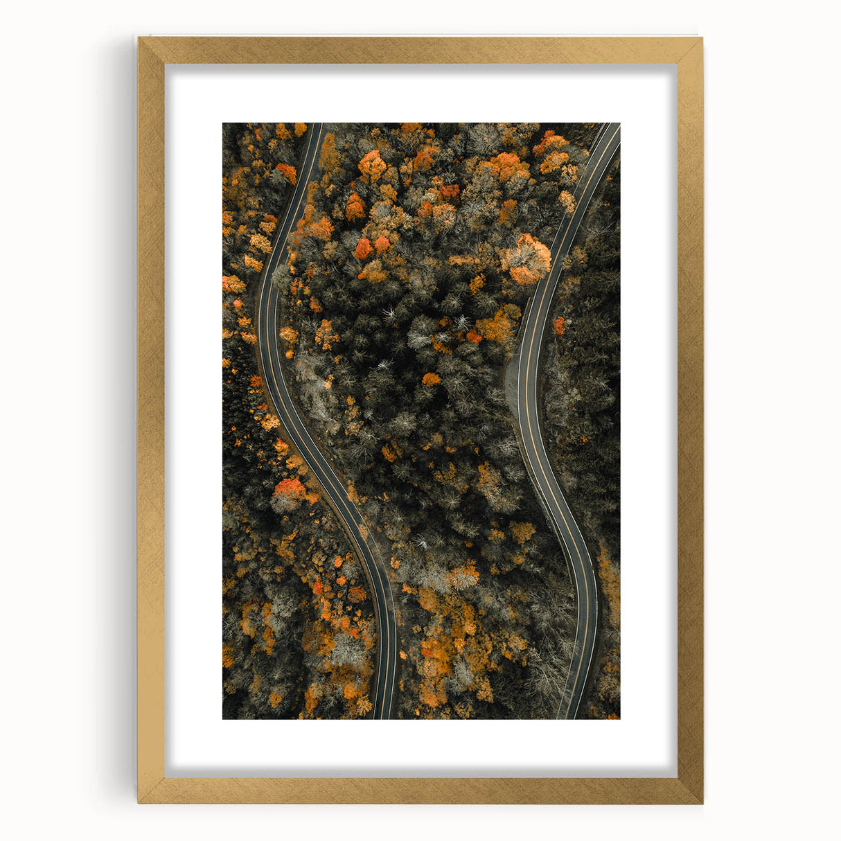 Extra large wall art for living room featuring abstract art prints in textured autumn hues on a gold framed canvas.