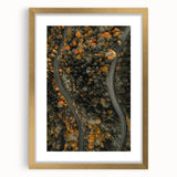 Extra large wall art for living room featuring abstract art prints in textured autumn hues on a gold framed canvas.